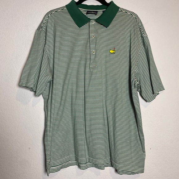 Clubhouse Collection Other - Clubhouse Collection Masters Green Stripe Golf Polo Shirt Mens Large Logo Preppy